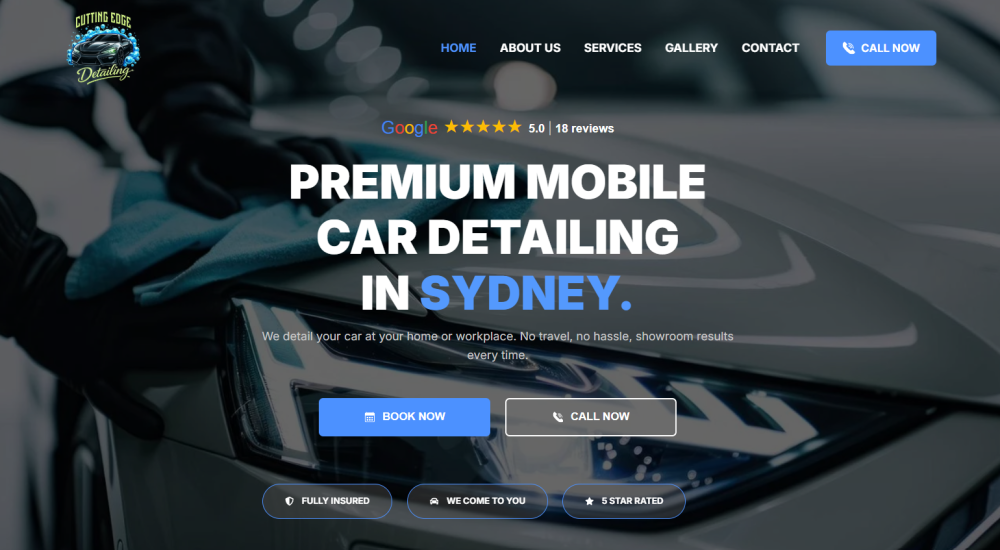 Mobile car detailing website design for Cutting Edge Detailing in Sydney